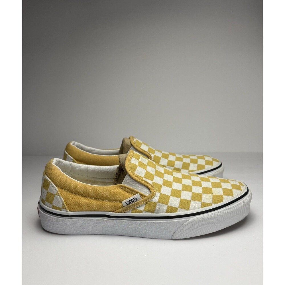 Vans Classic Slip-On Checkerboard Mustard White Unisex Men’s 6 Women’s 7.5